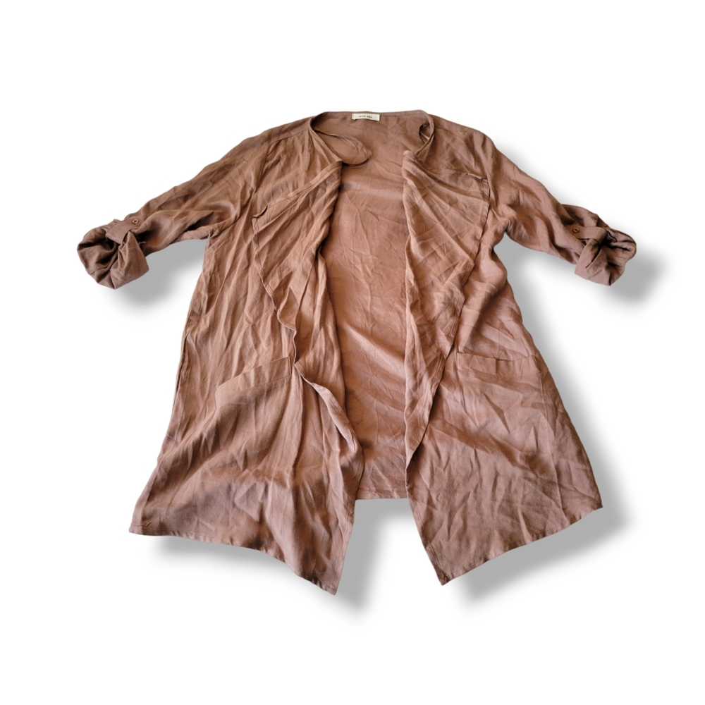 Mod Ref | Cute Mocha Drape Open Front Mid-Length … - image 3